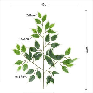 Rama de Hojas de Banyan Artificiales, Plástico Verde, Decoración para Interiores y Exteriores, para Colgar en la Pared, Escritorio, Hogar, Fiestas, <span class=keywords><strong>Planta</strong></span> Artificial - Product Image 5