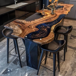 <span class=keywords><strong>Table</strong></span> de <span class=keywords><strong>salle</strong></span> à <span class=keywords><strong>manger</strong></span> moderne en <span class=keywords><strong>bois</strong></span> de rivière et résine époxy, prix d'usine, sur mesure - Product Image 3