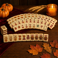 Mahjong américain personnalisé avec logo, 160 tuiles, motif acrylique blé de Turquie, thème récolte d'automne, jeu de fête de Thanksgiving