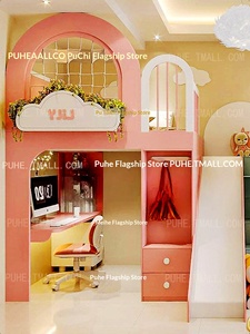 Letto a castello a due piani per bambini, stile casetta sull'albero, in legno massello, multifunzionale, per <span class=keywords><strong>cameretta</strong></span> condivisa di ragazzi <span class=keywords><strong>e</strong></span> ragazze - Product Image 2