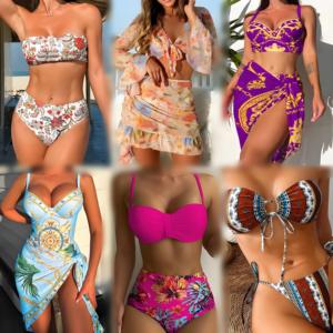 Conjunto de Bikini Estampado para Mujer, Venta al por Mayor, Traje de Baño Sexy sin Espalda, Conjunto de Dos Piezas, Estilo Mixto, Envío Aleatorio - Product Image 4