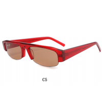 Lunettes de soleil ovales petites et tendance pour l'extérieur, monture en acétate, branches larges, semi-cerclées, demi-cerclées, rectangulaires, Gafas De Sol