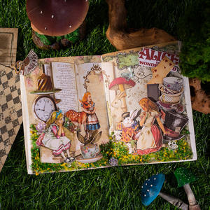 25 hojas por paquete Paquete de material de tarjeta dura Alice's theater Series 4 Doble Material Collage manual papel - Product Image 3