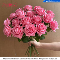 Nouvelles fleurs artificielles Dalian Chermy pour décoration de mariage, roses au toucher réel, roses en latex blanc de haute qualité, taille moyenne