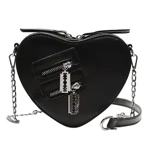 Fabriek Nieuwe Mode Valentijnsdag Liefdesketting Pu Kleine Crossbody Tas Dames Schouder Hartvormige Tas