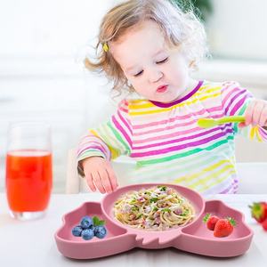 Vente flash Ensemble d'alimentation pour bébé personnalisé de qualité alimentaire non toxique sans BPA Bol en silicone assiettes divisées avec ventouse pour tout-petits - Product Image 2