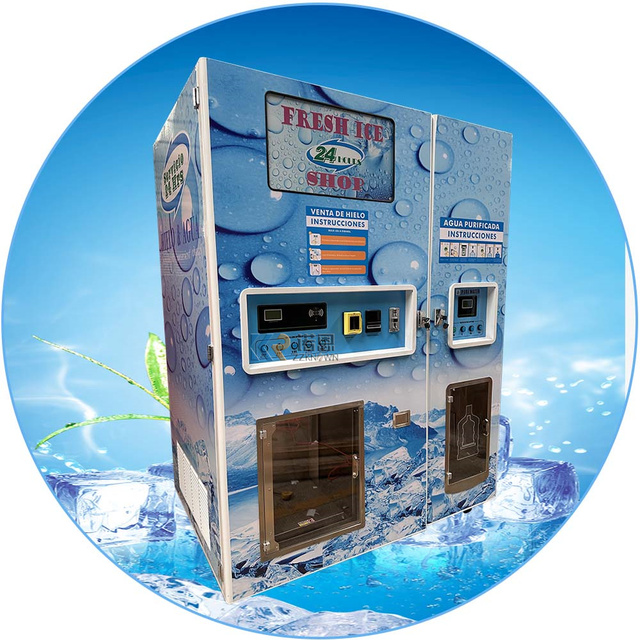 Ice Cube Vending Machine with Ro System Filter and Front Door Open Design Easy to Install Ice Water Vending Machine