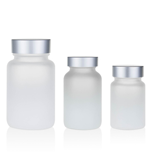 Botol kapsul kosong label cetak Logo kustom tutup toples pil kaca bundar buram bening untuk krim kosmetik perawatan kulit - Product Image 1