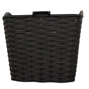 Cesta de la compra de coche y <span class=keywords><strong>bicicleta</strong></span> eléctrica de Material de ratán de imitación negro grueso con cesta tejida cuadrada - Product Image 5