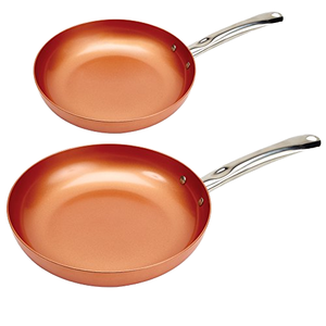 Juego de utensilios de cocina de inducción de aluminio de 8'', 10'' y 12'', sartén ecológica para cocinar en casa, sartén de cobre con base de acero inoxidable, apta para horno - Product Image 1
