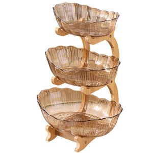 Factory direct wholesale multi-layer fruit <b>plate</b>, living room coffee table, dried fruit and candy storage tray, bamboo <b>rack</b>, - Product Image 4
