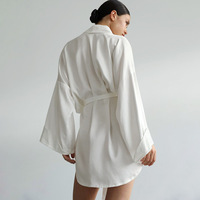RUIYI Robe de nuit courte en dentelle blanche unie pour femme, nouvelle collection hiver/printemps/été, manches longues, douce et respirante