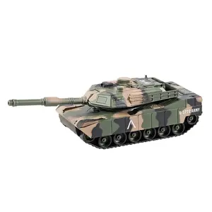 Diecast 1:24 scale car models Alloy tank tiger Leopard tank new military tank with sound and light pullback wholesale toys model