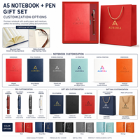 Set de Regalo de Cuaderno A5 y Bolígrafo Metálico, Cubierta de PU, 200 Páginas, Logotipo Personalizado, Caja, Bolsa, Kit Empresarial Corporativo OEM