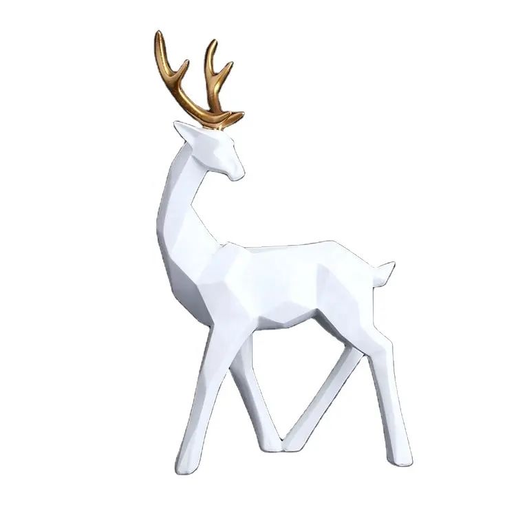人気卸売人工格安彫刻像手作り面白い動物樹脂鹿置物家の装飾