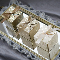 Emballage de luxe or argent pour fête d'anniversaire et mariage boîte cadeau en papier pailleté boîtes de bonbons sucrés avec ruban pour enfants invités