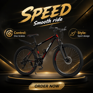 Maßgefertigtes Erwachsenen-Mountainbike 24/26 Zoll Doppelscheibenbremsen Vorderradaufhängung Kohlenstoffstahlrahmen Standardpedale 27-Gang - Product Image 6