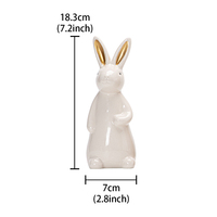 Lieblicher Goldener Osterhase als Dekoration für Zuhause, Keramik-Kunsthandwerk, Hasenförmige Wohndekoration