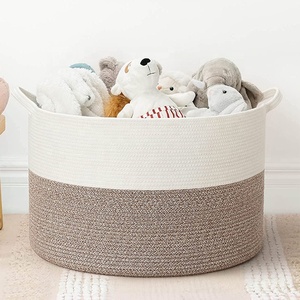 Panier à <span class=keywords><strong>linge</strong></span> pliable en <span class=keywords><strong>corde</strong></span> de coton grande capacité, best-seller, pour couvertures et vêtements - Product Image 4