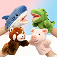 Marionnette à main personnalisée en forme de raton laveur ou de requin, inspirée d'images, poupée apaisante, jouet d'éveil parent-enfant, accessoire interactif pour spectacle