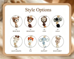 <span class=keywords><strong>Attache</strong></span>-sucette personnalisée avec nom, collier de dentition tricoté à la main avec perles, clips animaux de dessin animé pour nouveau-né - Product Image 6