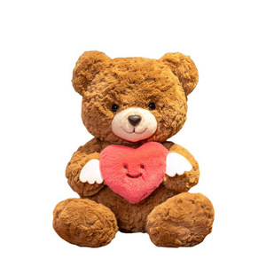 Boneka Beruang Plush Hadiah Valentine Custom Logo Pabrik OEM Dengan Hati Merah, Hadiah Hari Ibu, Mainan Hewan Boneka Valentine Lembut - Product Image 1