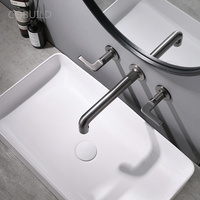 Mitigeur de lavabo en laiton de luxe de 8 pouces à double poignée avec valve en céramique pistolet gris mural pour salle de bain