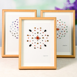 New Wood Photo Frame Display Stand Natural Amethyst Painting Feng Shui Style Home Festive Ornament for Picture & Gift