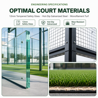 Lapangan Padel Panoramic 20m x 10m Dengan Kaca Tempered 12mm dan Rangka Baja Berlapis Bubuk