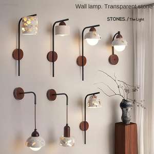 Lámpara de Pared LED Retro con Diseño Moderno, Materiales de Madera y Piedra Natural, Regulable, Apta para Sala de Estar o Decoración del Hogar - Product Image 2