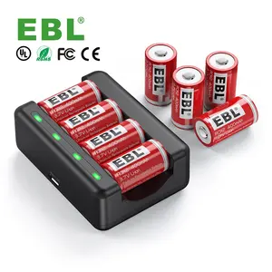 Batterie ricaricabili al litio EBL CR2 da 3.7V confezione da 8 con caricabatterie individuale Ultra Fit Slim