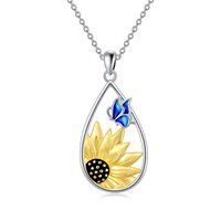 Bijoux fantaisie Collier pendentif maman papillon soleil tournesol en argent sterling 925