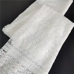 Wholesale allover embroidery latest white guipure cord lace fabric for garment, dress,apparel making