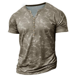 Henry T-<span class=keywords><strong>shirt</strong></span> d'été pour hommes rétro décontracté transfrontalier Style européen américain à manches courtes coupe ample solide pour <span class=keywords><strong>Amazon</strong></span> Hot New - Product Image 2