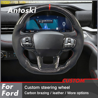 Volante Deportivo Personalizado de Cuero Negro y Fibra de Carbono para Ford Explorer ST ST-Line TFD TFC TUB King Ranch Timberline