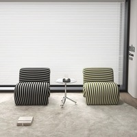 Fauteuil rembourré contemporain avec structure en acier, chaise longue ergonomique pour la décoration intérieure