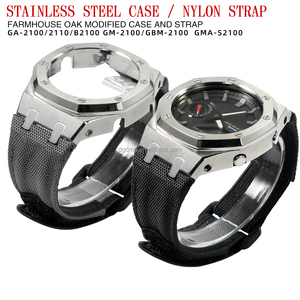 Kit de modification GMAS2100, boîtier en acier inoxydable, bracelet en nylon léger et confortable, compatible avec la montre <span class=keywords><strong>GMA</strong></span>-<span class=keywords><strong>S2100</strong></span>, remplacement par fermeture auto-agrippante - Product Image 1