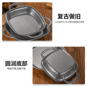 Assiette carrée à double anse, fond plat épaissi, pour les collations et les repas de fête, design uni - Product Image 5