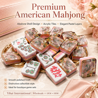 Ensemble de mahjong américain de luxe en acrylique avec motif de coquille d'ormeau rose, tuiles résistantes à l'eau et écologiques - Cadeau personnalisé pour femmes
