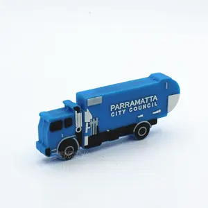 Disposable OEM ODM garbage truck moulded pvc pendrive usb 3.0 flash drive sanitation car shape usb memory