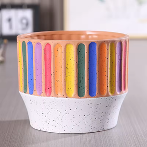 Vendita calda decorazioni per la casa da giardino per interni all'aperto succulenti vasi di fiori in <span class=keywords><strong>ceramica</strong></span> colorati vasi in gres arcobaleno a strisce <span class=keywords><strong>vaso</strong></span> - Product Image 2