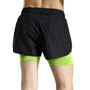 Short de sport d'été de haute qualité Logo personnalisé Double couche couleur assortie Fitness course et short de sport respirant pour hommes - Product Image 2