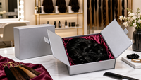 Emballage en carton rigide de luxe écologique avec logo personnalisé, doublure en satin et laminage mat pour les marques de perruques, de cosmétiques et de produits de beauté
