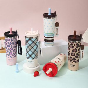 316 Stainless Steel Double Layer Vacuum <b>Insulated</b> <b>Mug</b> Portable Travel Cup With Straw And Lid For Coffee Tea On The Go - Product Image 2