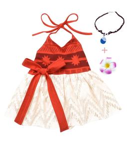 Costume da Principessa per Feste per Bambini, Vestito da Fantasia Vaiana dell'Oceano, Costume da Bagno con Schiena Scoperta per Ragazze - Product Image 1