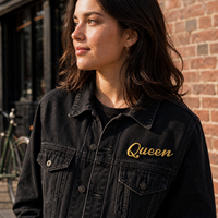 Patchs thermocollants brodés personnalisés Lettre et Reine Dorée pour Veste en jean, Jeans, Sac, Chapeau, Gilet, Vêtements