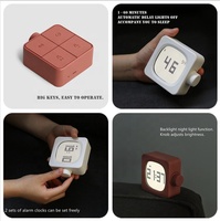 MEJOR estilo simple forma cúbica LED luz trasera reloj despertador de mesa digital