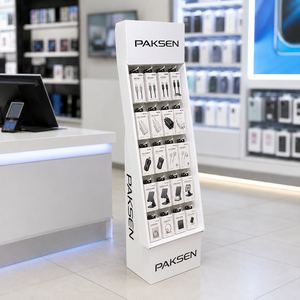Expositor de cartón con múltiples ganchos para accesorios de teléfonos móviles, impresión HD, carga estable para áreas digitales de supermercados - Product Image 1