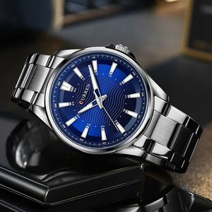 Relojes de Pulsera de Cuarzo CURREN 8424 Clásicos y Sencillos de Acero Inoxidable, Marca de Moda, Manecillas Luminosas, Relojes Originales para Hombre - Product Image 4