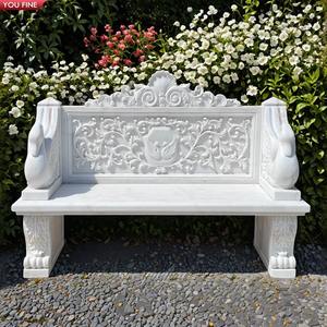 Tay Chạm Khắc Đá Tự Nhiên Vườn Ngoài Trời Tượng Thiên Nga Trắng Ghế Dài Bằng Đá Cẩm Thạch - Product Image 1